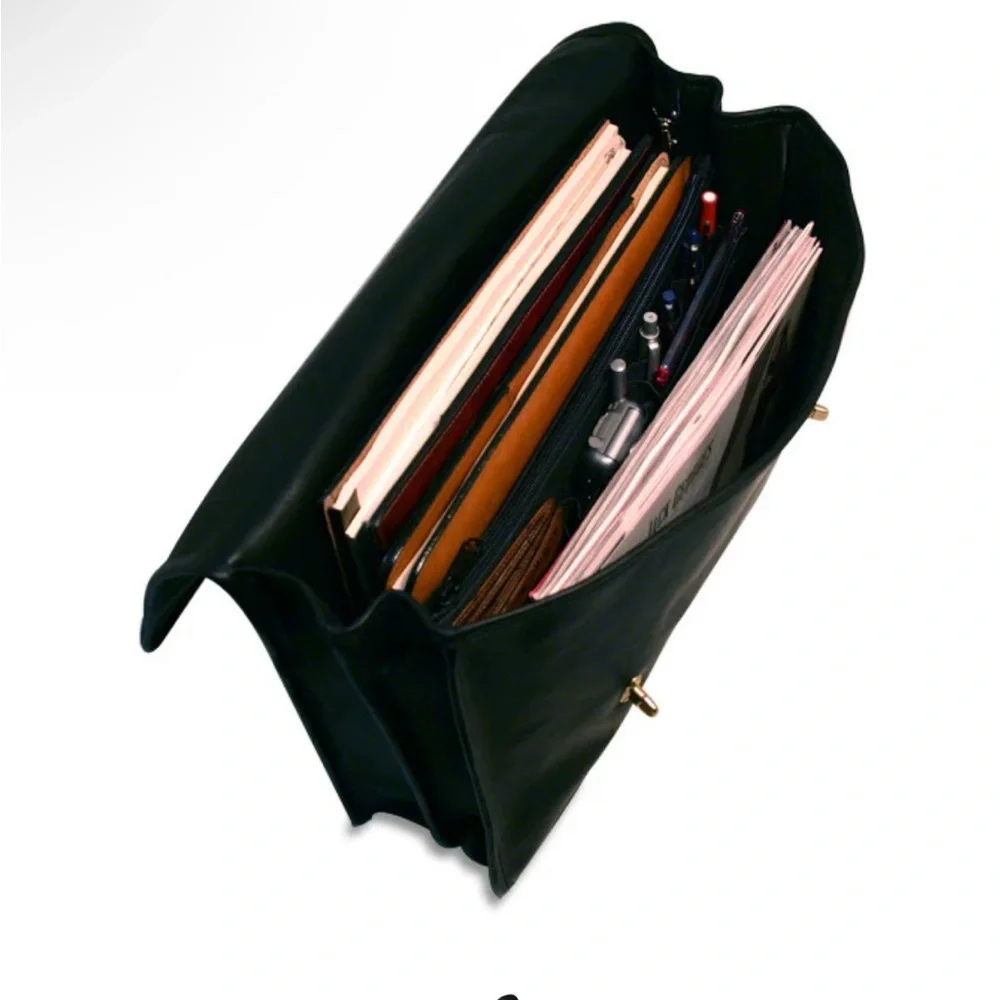 Jack Georges Classic Black Leather Briefcase - Picture 2 of 16